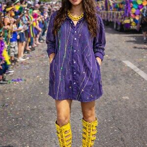 Mardi Gras button down Splash Shirt BAD COLLECTION (unisex)